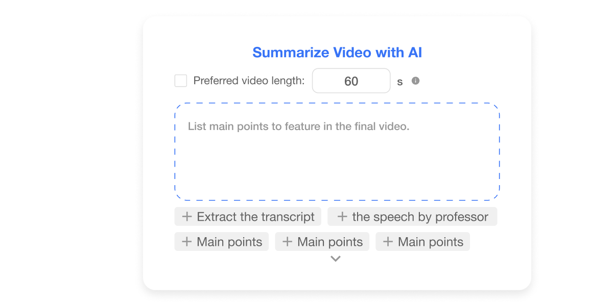 AI Video Editor with Visla provides smart video summary suggestions based on keyword themes.